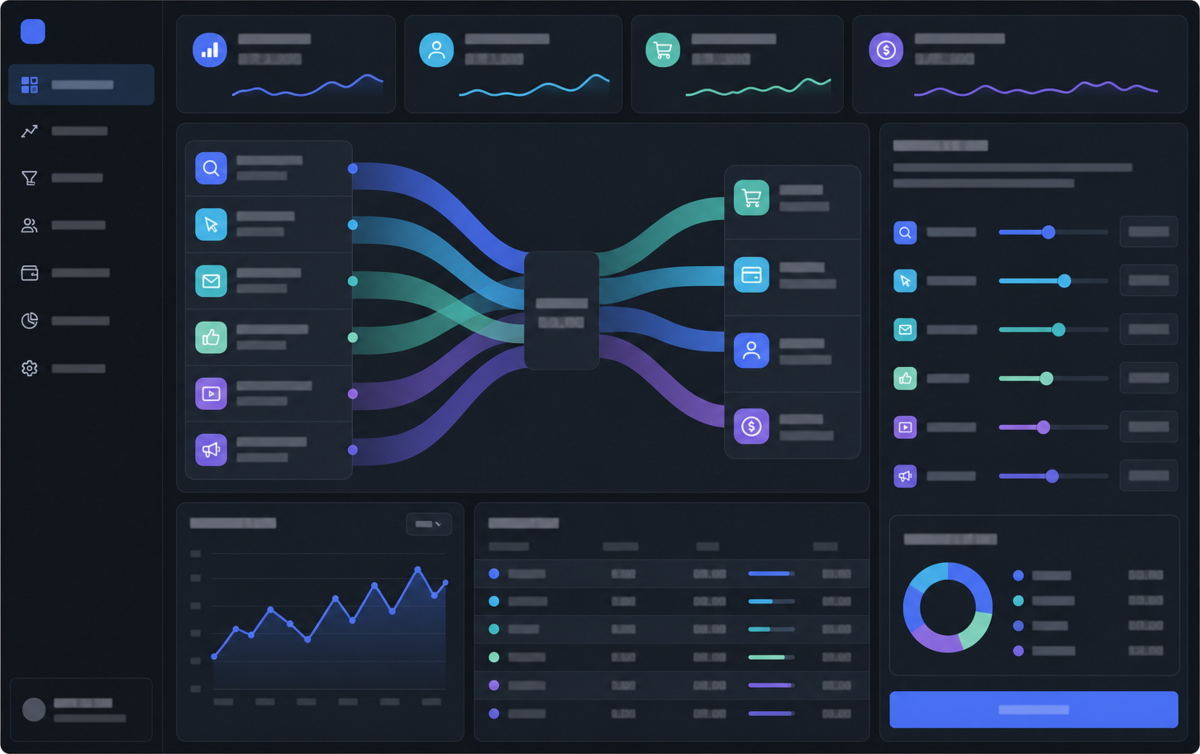 More orders from the same spend via attribution modelling — Illustrative interface concept — not a shipped product