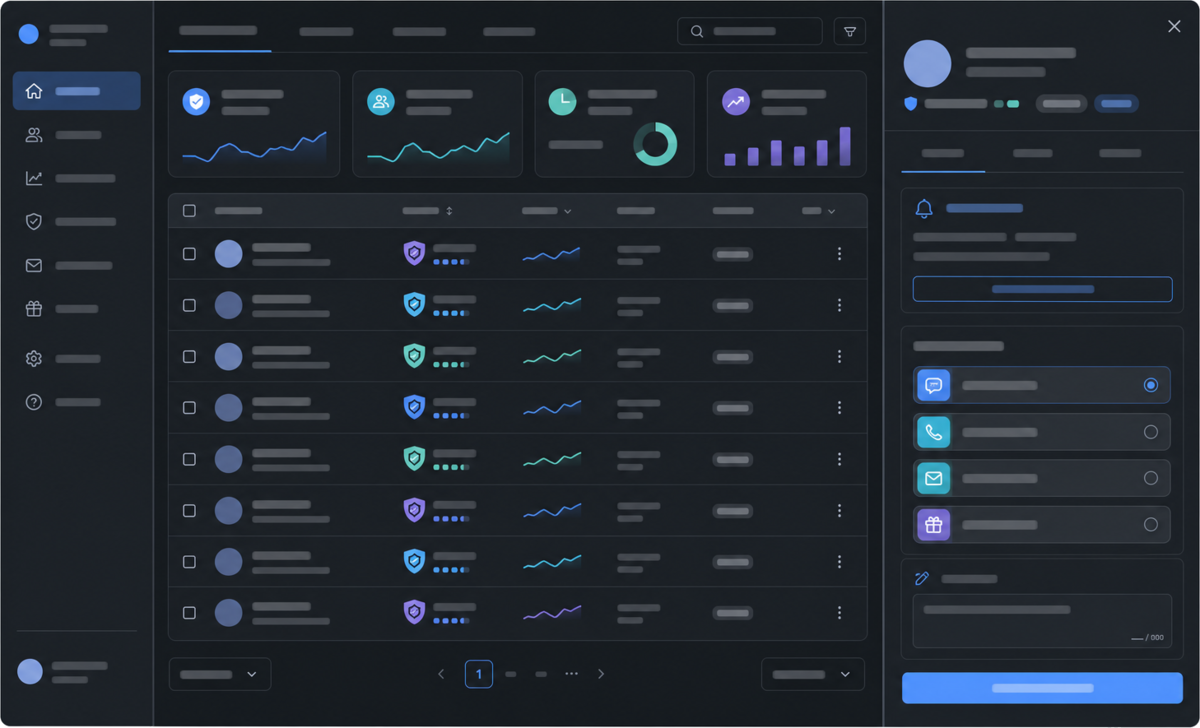 Flag churning members fourteen days early — Illustrative interface concept — not a shipped product
